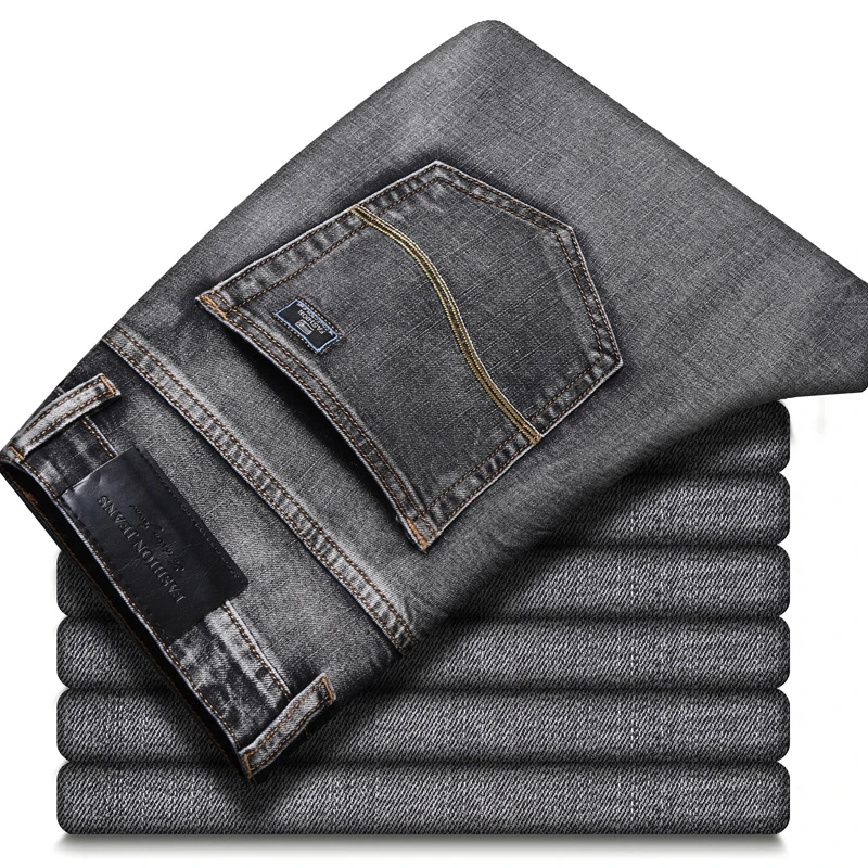 

Men's Straight Fit Denim Jeans 2021 Spring and Autumn Classic Style Youth Men's Fashion Gray Stretch Casual Jeans