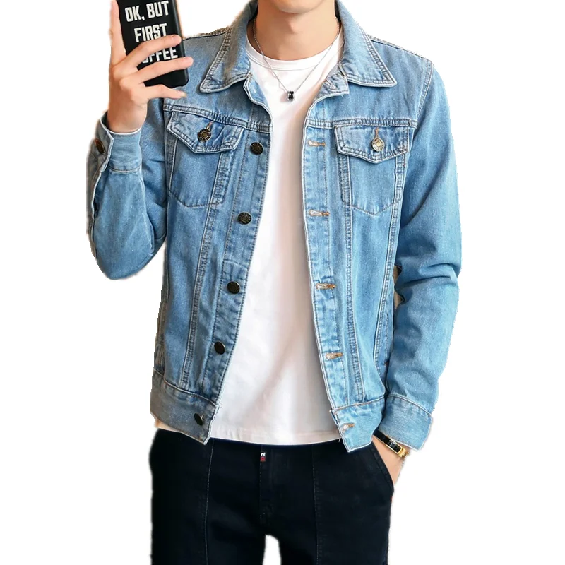 

Hot 2021 Fashion Mens Denim Jackets Slim Fit Mens Jeans Jacket Cotton Outwear Coat Long Sleeve Hole Male Clothing Size M-4XL