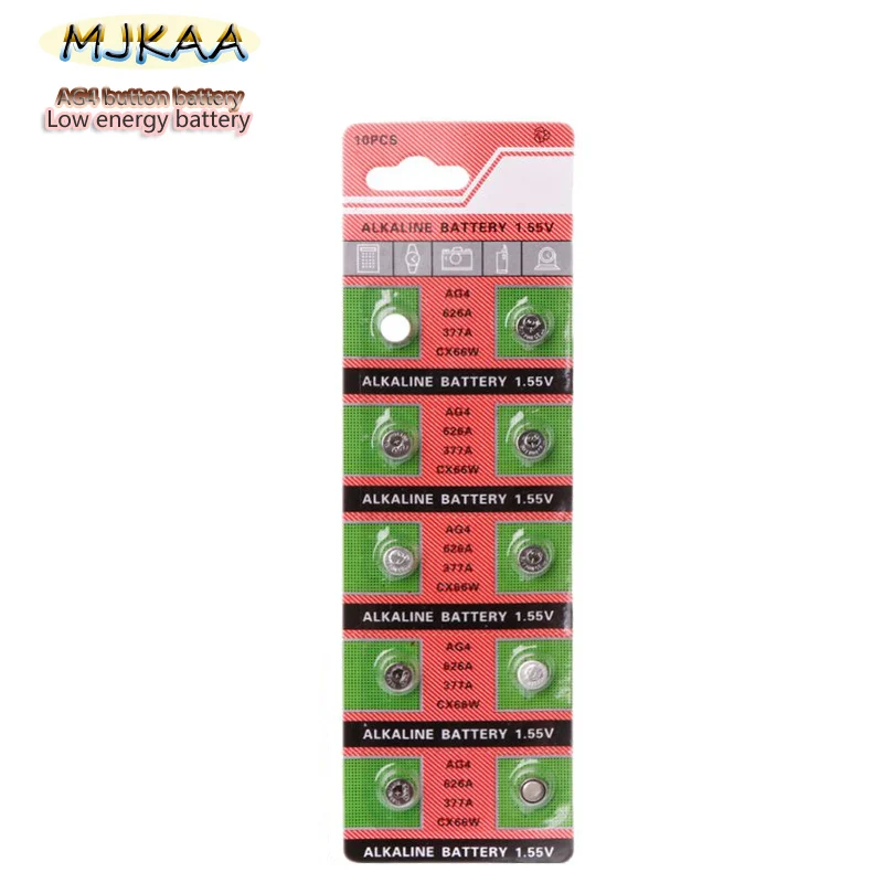 Производство оптом 10 шт MJKAA AG4 377 A377 LR626 SR626SW SR66 LR66 батарея монетного типа для часов