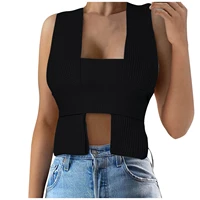2021 autumn women%e2%80%99s crop top sweater sleeveless tie strappy backless knitted tank cami vest top bandage sweaters chic streetwear