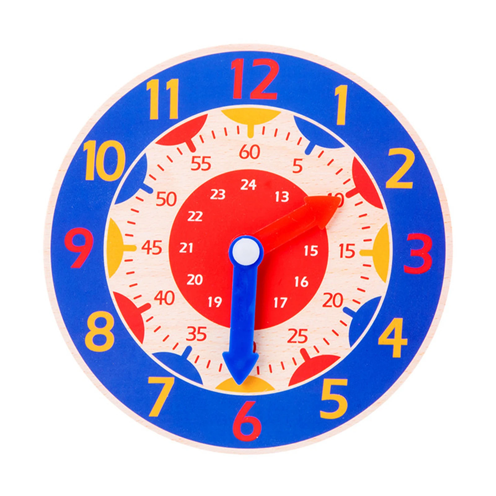 

Round Kindergarten Kids Children Hour Minute Second Cognition Colorful Smooth Wooden Clock Home Montessori Toy Early Education