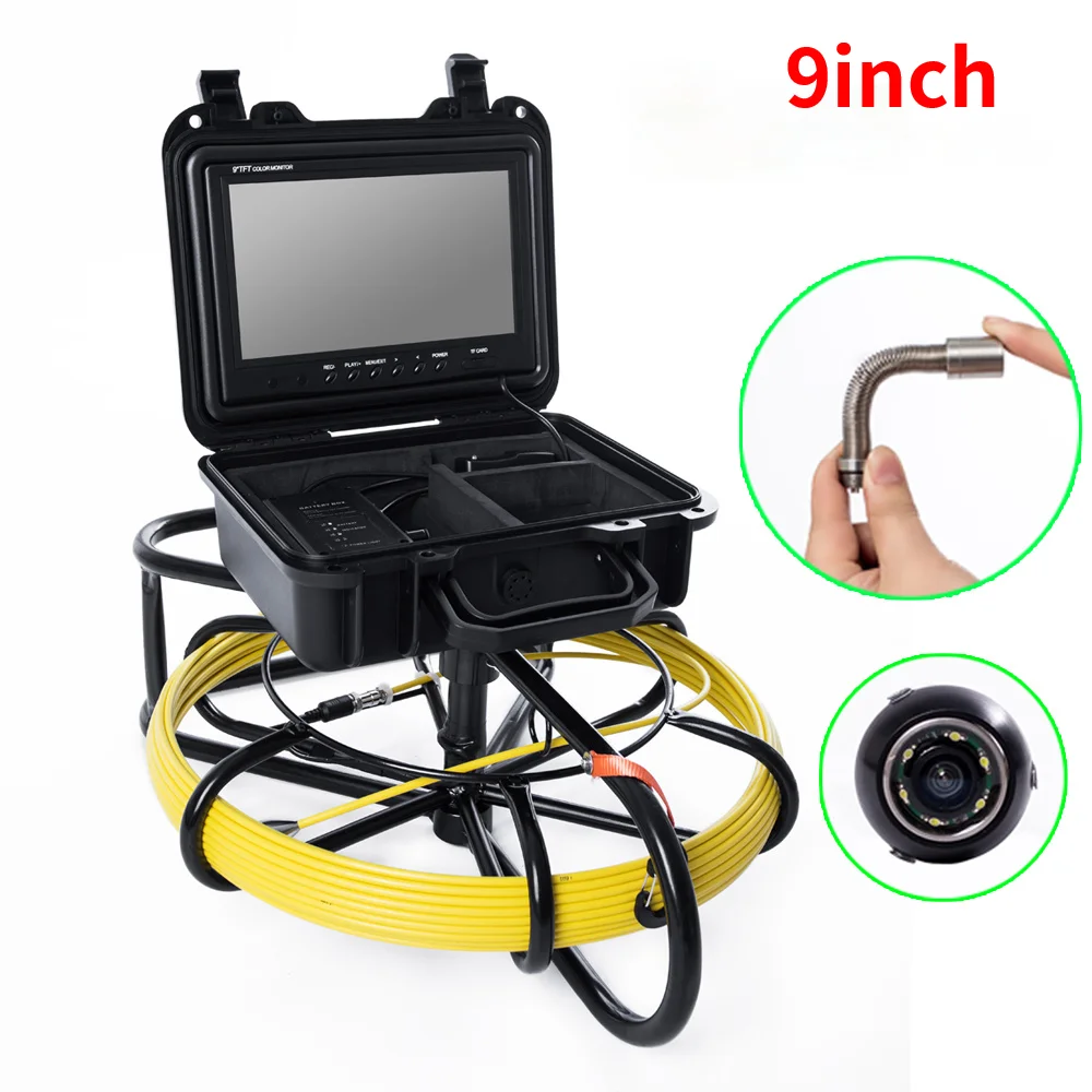 

WP9600B Drain Pipe Sewer Industrial Endoscope Video Inspection System 9inch LCD Monitor 1200TVL Video Snake Camera 17mm camera