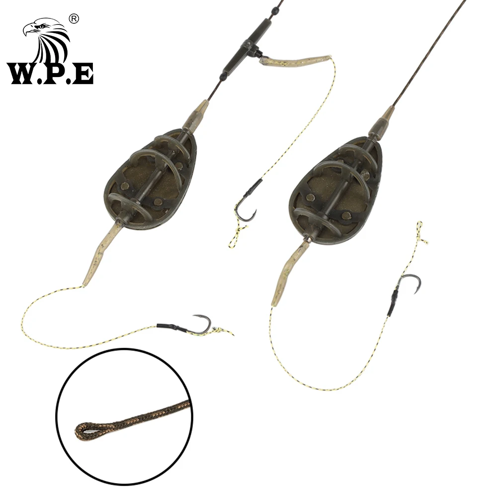 W.P.E Carp Fishing 1pcs 40g-80g Method Feeder Rig Hair Europe Carp Fishing Group Lead Core Line Method ARC Flat Fishing Tackle