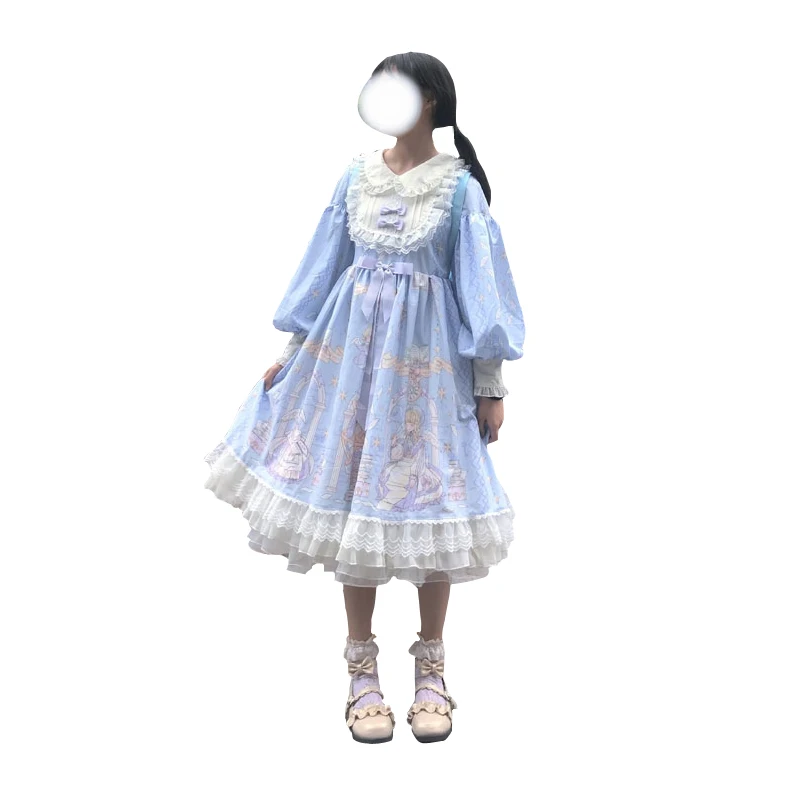 

Plant Lolita Skirt Op Long Sleeve Lace Students Dress Angel Handle Full Chinese Cabbage Lolita Skirt Autumn And Winter