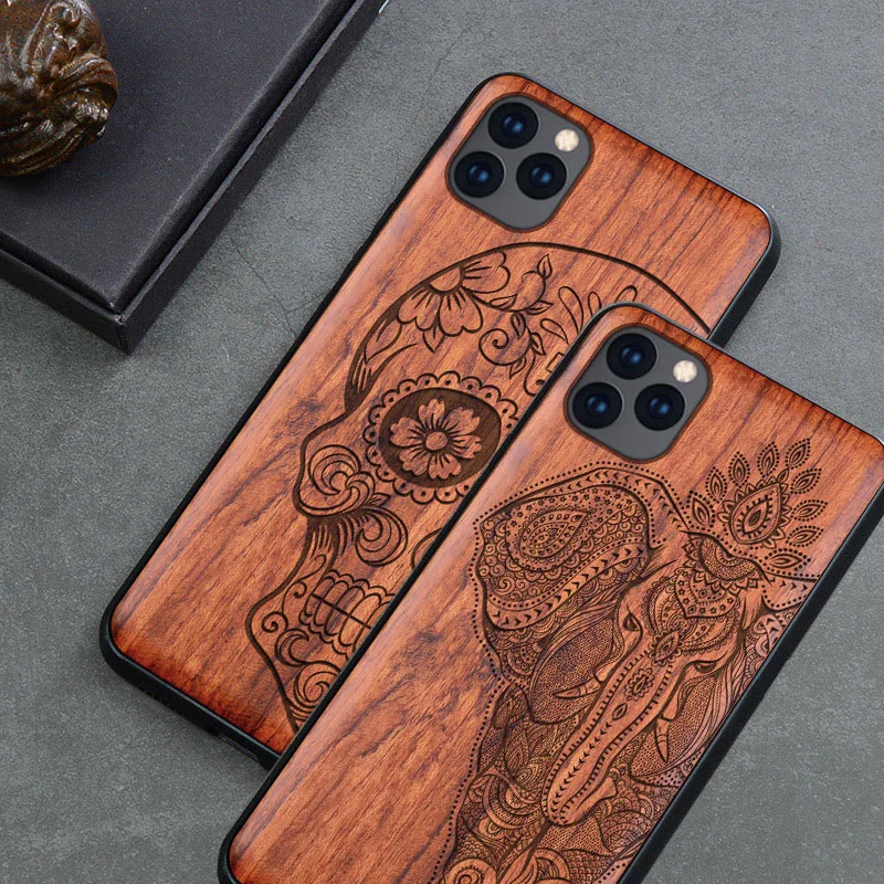 Чехол LYBALL деревянный + ТПУ для Apple iPhone 11 Оригинальный чехол из натурального дерева