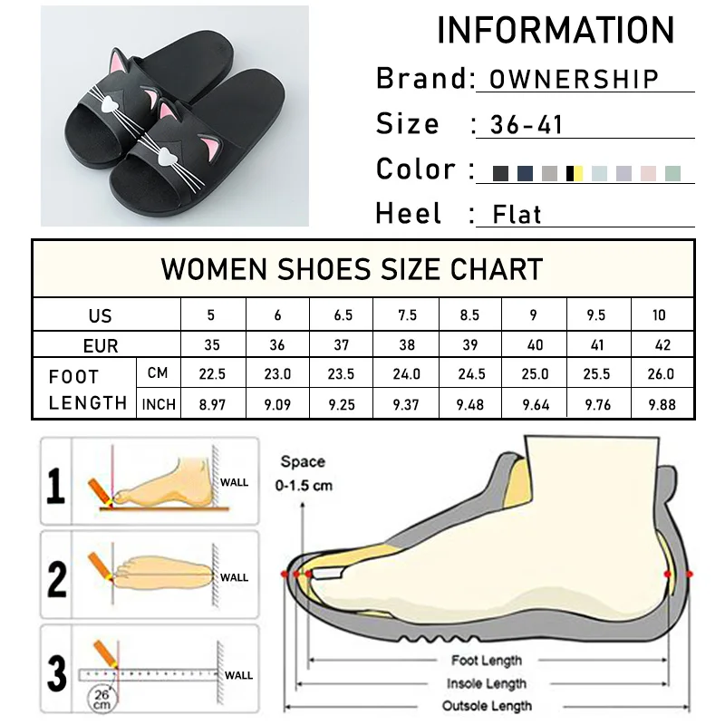 Женские тапочки Домашние на плоской подошве с кошачьими ушками Женская