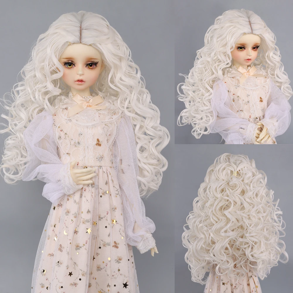 

1/3 Bjd Doll Wig High Temperature Fiber Long White Curly Bjd Wig SD For BJD Doll Freeshipping Doll accesories