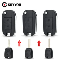 keyyou free shipping modified folding car key case for peugeot 206 207 for citroen remote 2 button key case cover