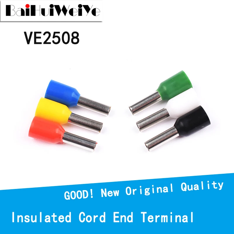 

100PCS/LOT VE2508 Wire Connect Insulated Connector Terminal Crimp Terminator Cold Pressed Insulated Termina E2508