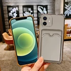 Чехол для телефона с отделением для карт для Apple iPhone 12 Mini 11 Pro Max, противоударный мягкий бампер ifhone XR XS Max X 7 8 Plus SE, прозрачный чехол