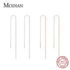 Женские длинные серьги-кисточки Modian, простые висячие украшения из стерлингового серебра 925 пробы цвета розовое золото, бижутерия
