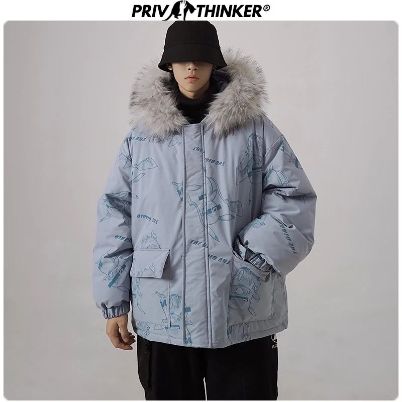 Privathinker, Женская куртка с принтом Харадзюку,, зимняя парка с капюшоном, пальто, женская теплая куртка, Женская утолщенная модная верхняя одежда, Winderbreak