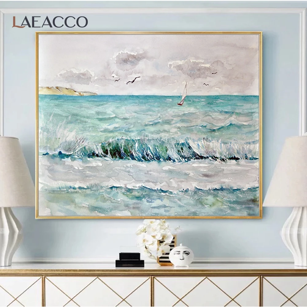 Абстрактная картина Laeacco морской пейзаж настенное искусство холст плакаты