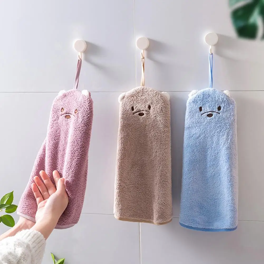 

Hand Towel Multi-use Strong Absorption Fleece Home Hanging Towel for Drying Hands Kitchen washing Tool