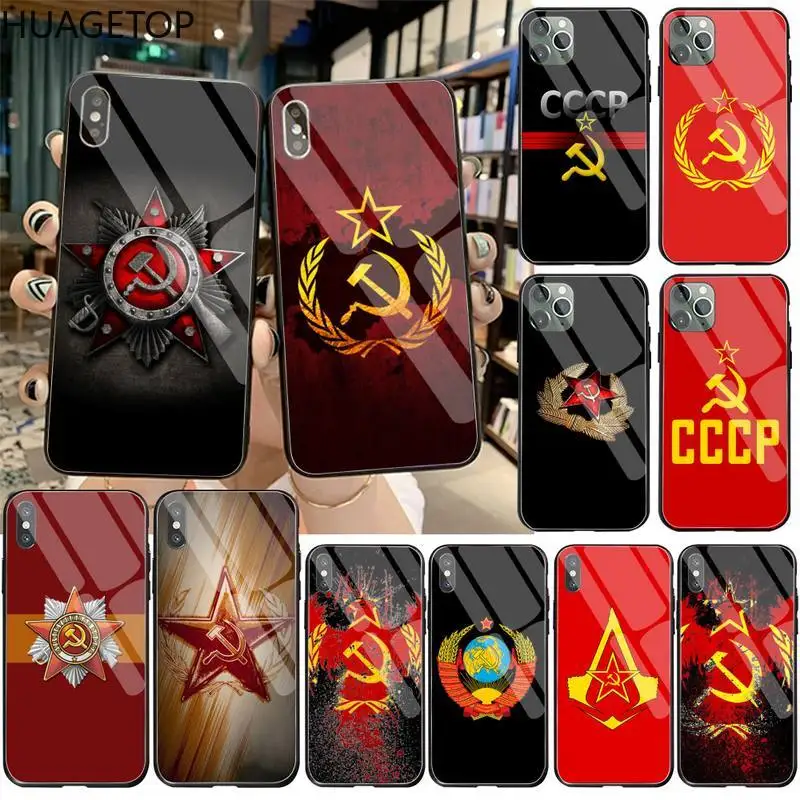 

Soviet Union USSR Flag Phone Case Tempered Glass For iPhone 11 Pro XR XS MAX 8 X 7 6S 6 Plus SE 2020 case