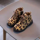 Ботинки Martin для девочек, новые модные детские короткие ботинки принцессы, детские кожаные ботинки с иностранным леопардовым принтом, зимние ботинки для девочек