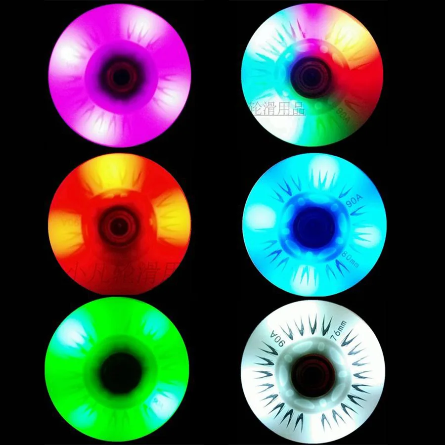 

8 PCS Inline Skate Flashing LED Wheels 90 A LED Lighting Skating Roller 60 62 64 68 70 72 76 80 mm Slalom Sliding Tires