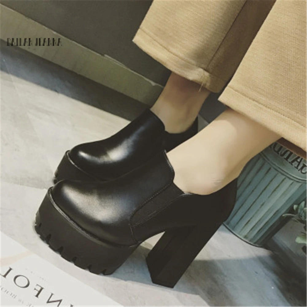 Женские туфли на очень высоком каблуке ботинки низком водонепроницаемые Модные