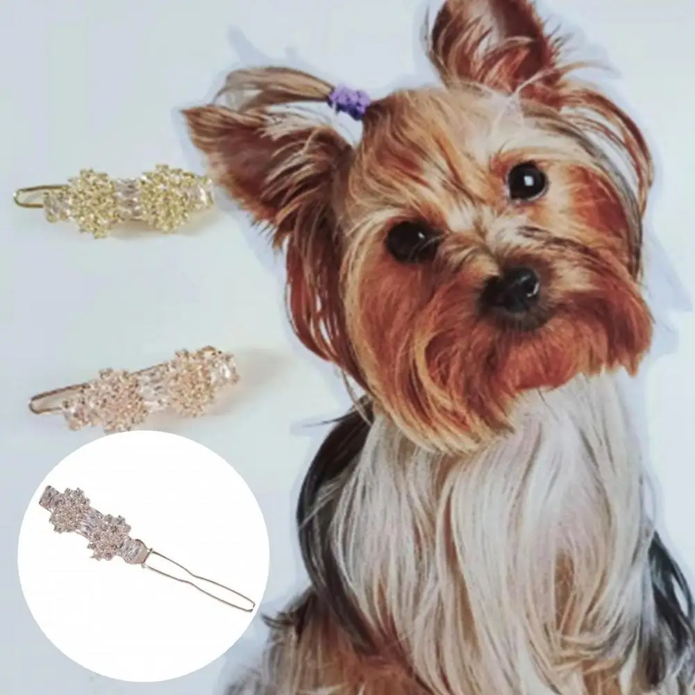 

Pets Hairpins Useful Pets Rhinestone Barrette Decor Decorative No Deformation Puppy Hair Clips