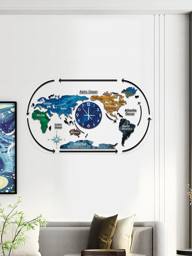 

World Map Wall Clock Creative Modern Design Silent Personality Wall Clock Living Room Large Orologio Parete Wall Clocks BG50ZB