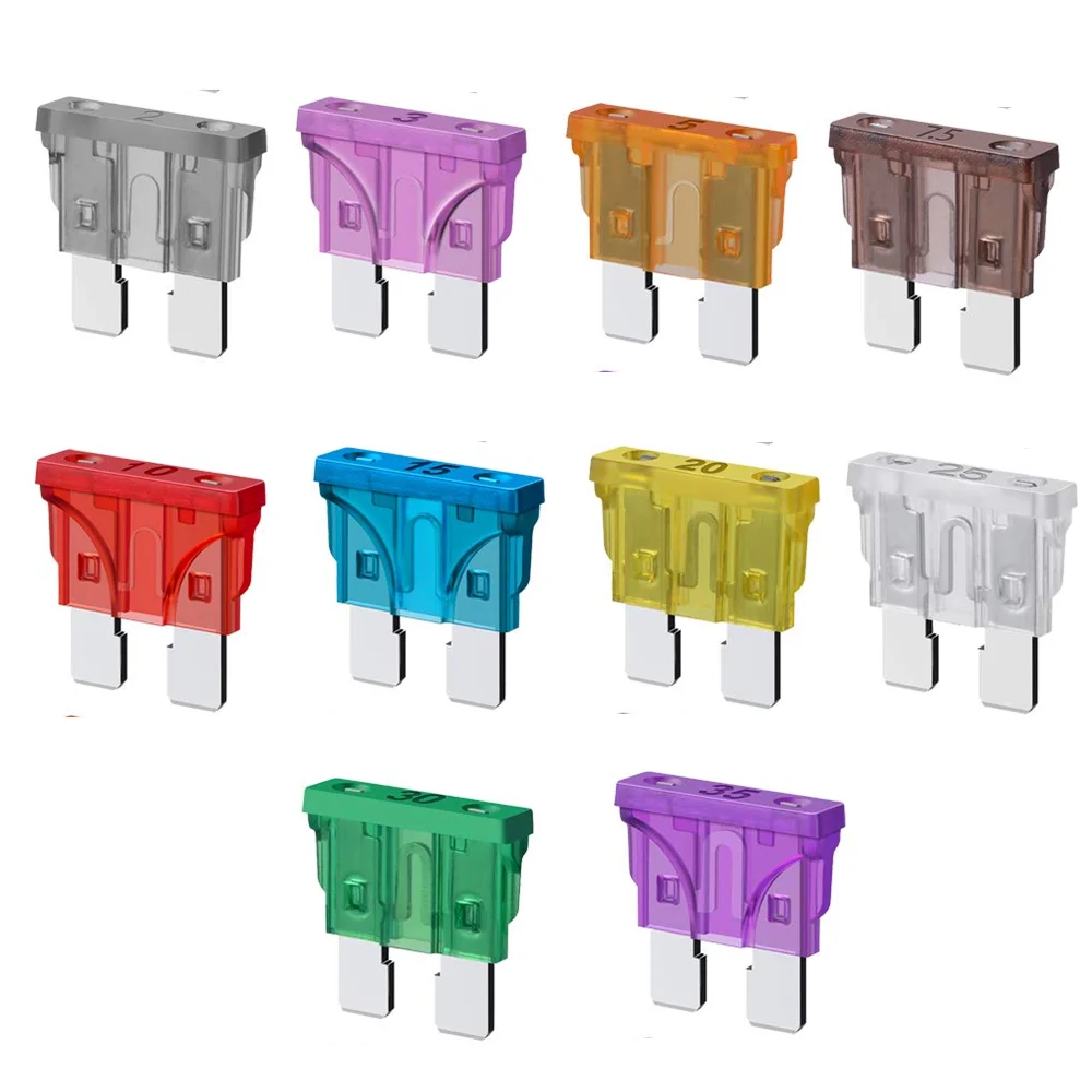 100 шт. Ассорти Стандартный плавкий предохранитель комплект 2A 3A 5A 7.5A 10A 15A 20A 25A 30A