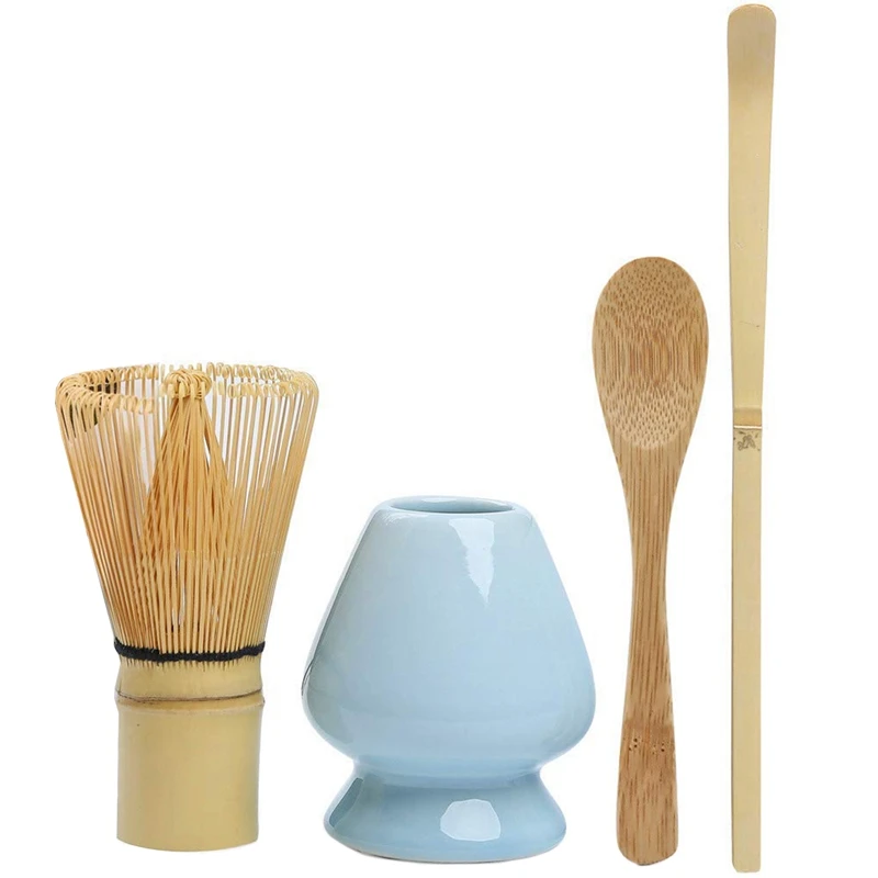 

Matcha Whisk Set Bamboo Matcha Tea Set of 4 Including 100 Prong Matcha Whisk (Chasen), Traditional Scoop (Chashaku), Tea Spoon,