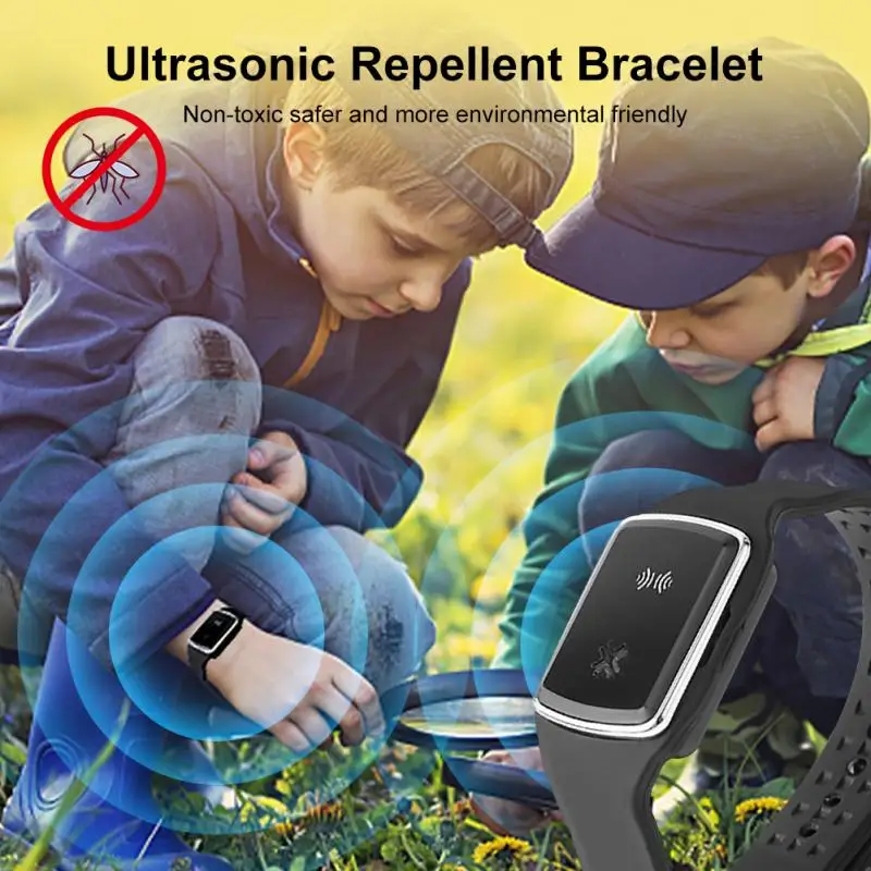 Ультразвуковой репеллент от комаров браслет для взрослых и детей