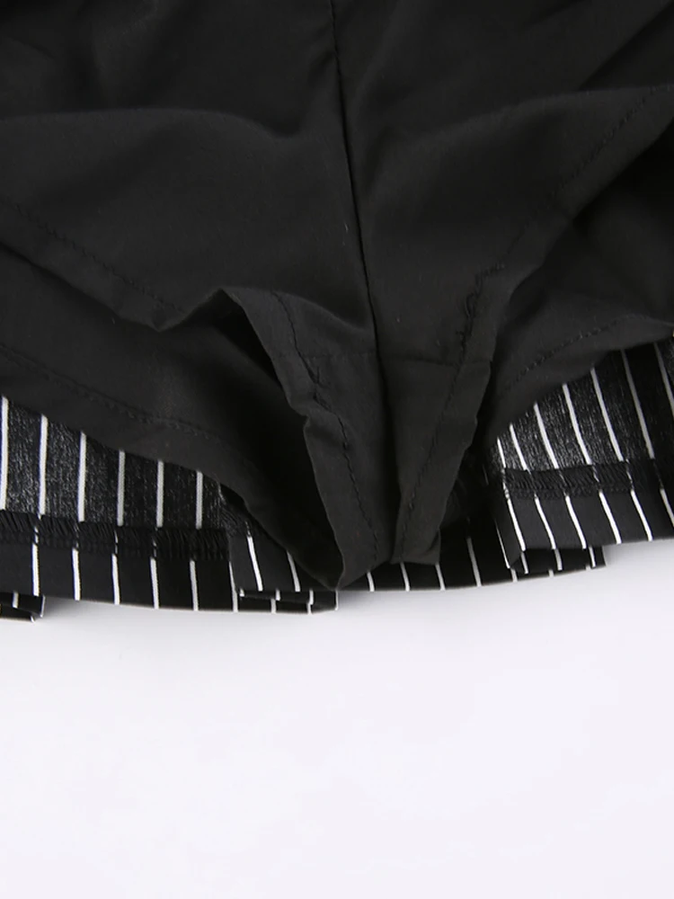 Женские шорты с заклепками HEYounGIRL молнией и полосатым принтом юбки в эстетике