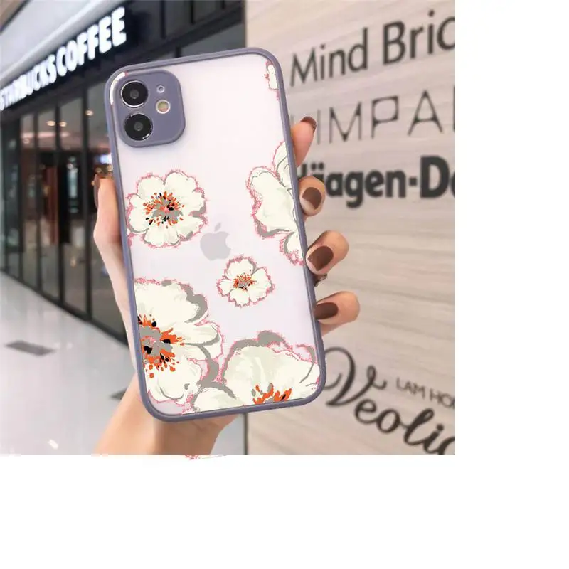 

Dried flowers pink Phone Cases matte transparent For iphone 7 8 11 12 plus mini x xs xr pro max cover