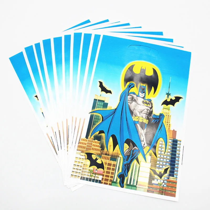 Gift bag-10pcs Одноразовая посуда набор бумажных тарелок Бэтмен номер фольги воздушный шар День Рождения украшения дети мальчик пользу Бэтмен вечерние принадлежности - Цвет: Gift bag-10pcs