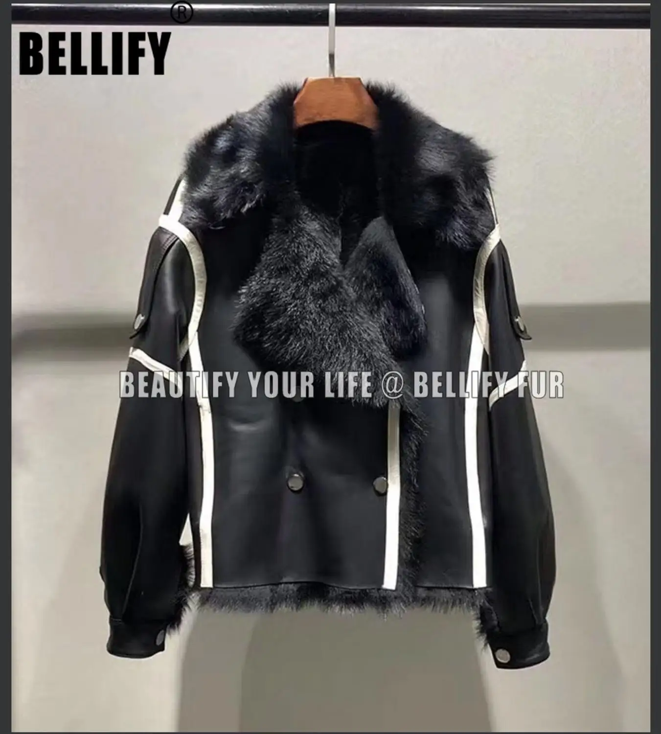 

Женская зимняя куртка со змеиным узором, роскошные кожаные мотоциклетные куртки с лисьим мехом