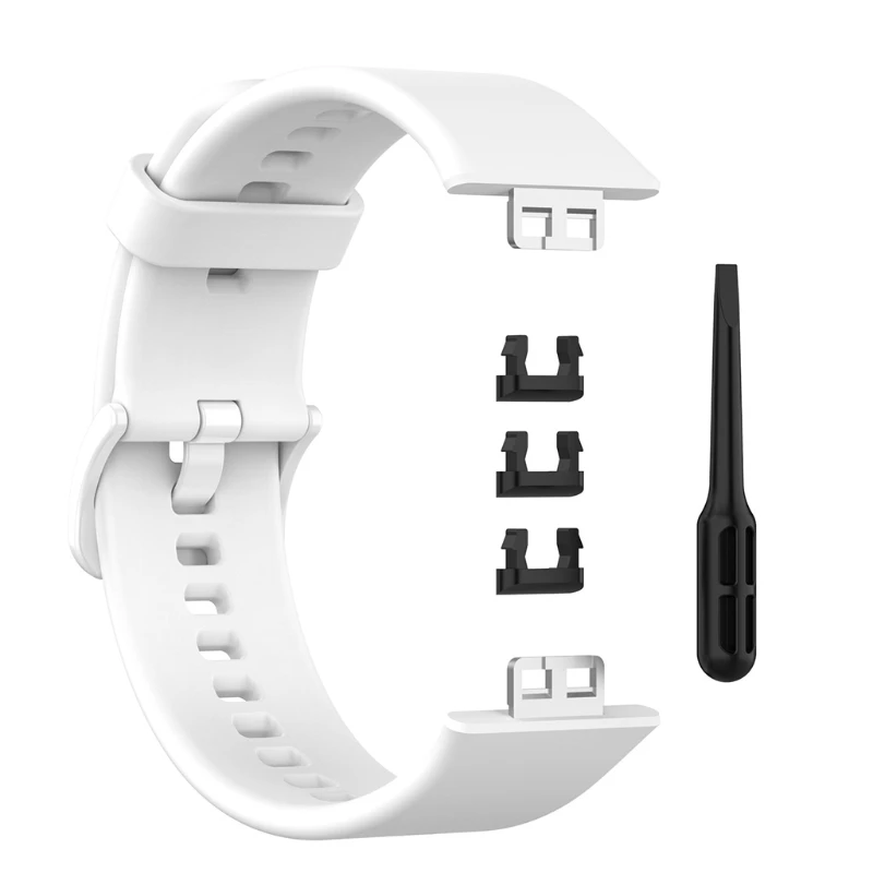 

Metal Connector Replacement Silicone Watch Band Strap for -Huawei Watch Fit 448F