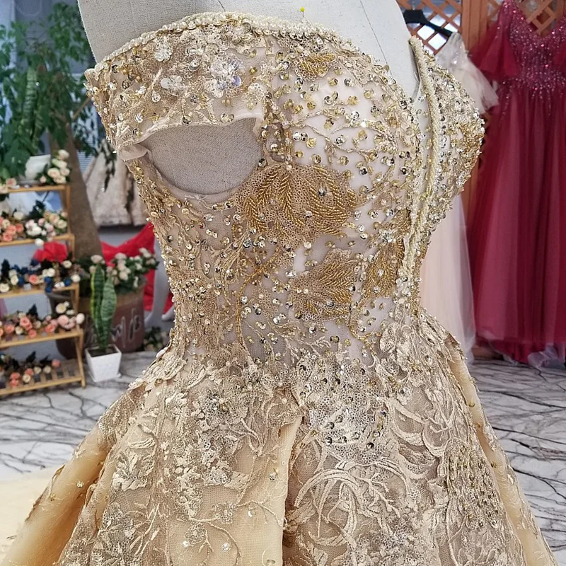 LS65740 золотистые цветы красивое платье быстрой доставки от фарфора плеча