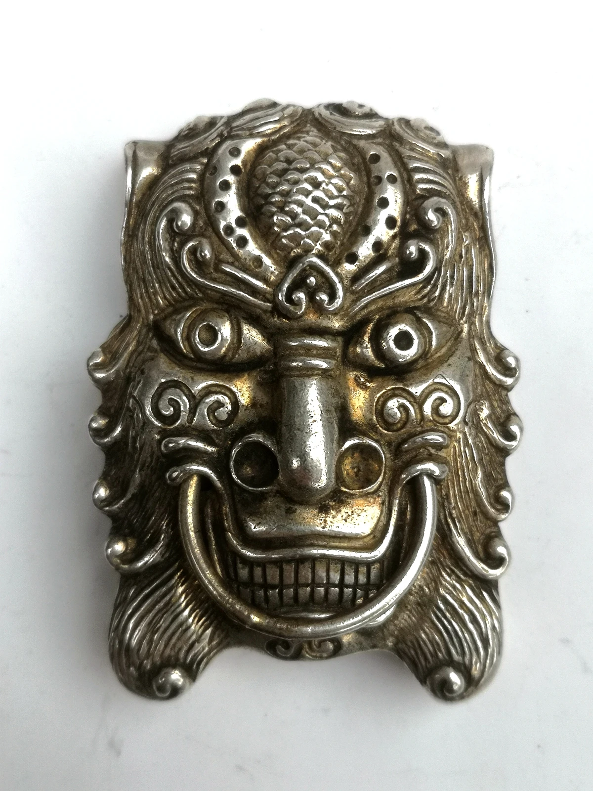 

YIZHU CULTUER ART Collection Old China Tibet Silver Handmade Lion Buckle Belt Fastener Decoration Wonderful Gift