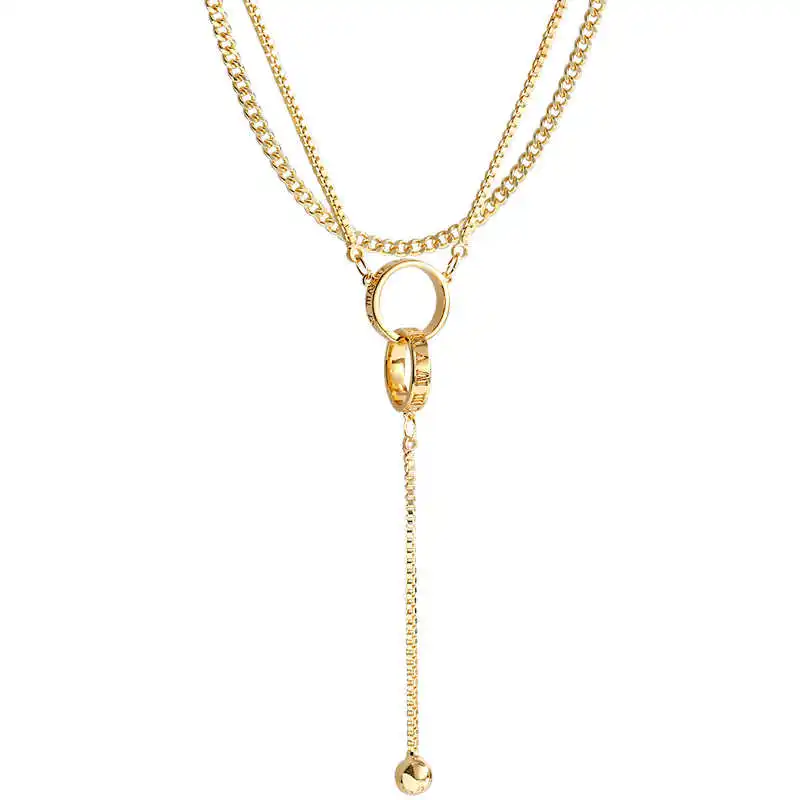 

Low Price Jewelry Gift Personalized Collarbone Chain Cool Style Long Double Tassel Women's Creative Necklaces for Women Girls