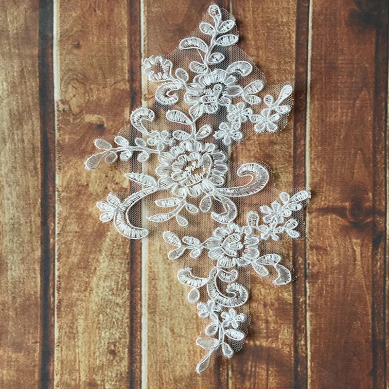 1 шт. кружевная Цветочная ткань с блестками Кружевная аппликация на воротник