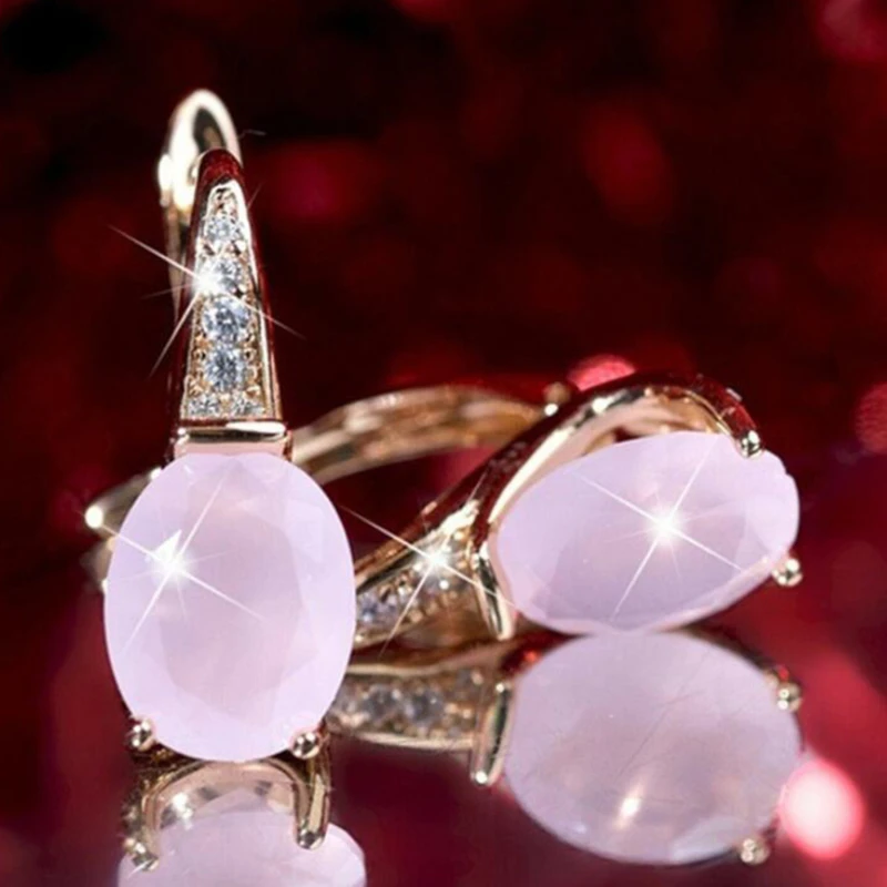 Натуральный розовый гибискус камень серьги для женщин милые с украшением в виде