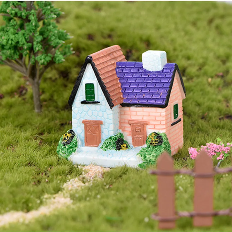 

1pc Country Villa Modern Building House Figure Model Figurines Decoration Dollhouse Toys Children Birthday Gifts DIY Accessories