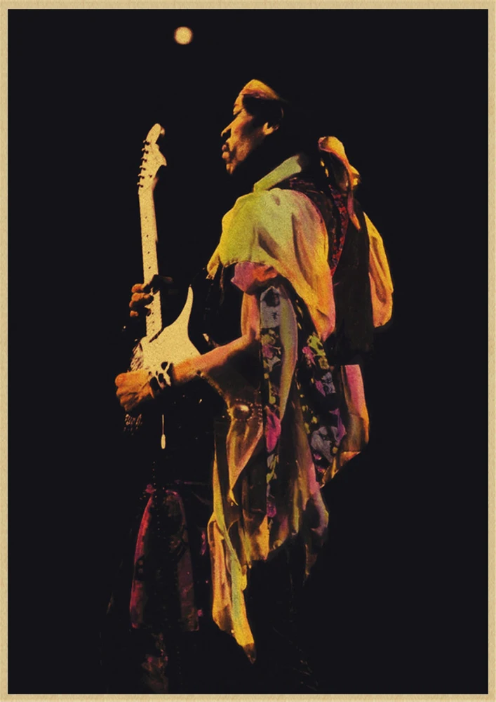 elektrische gitarre gott jimi hendrix poster rock musik vintage poster bar cafe home dekoration malerei kunst wand aufkleber free global shipping