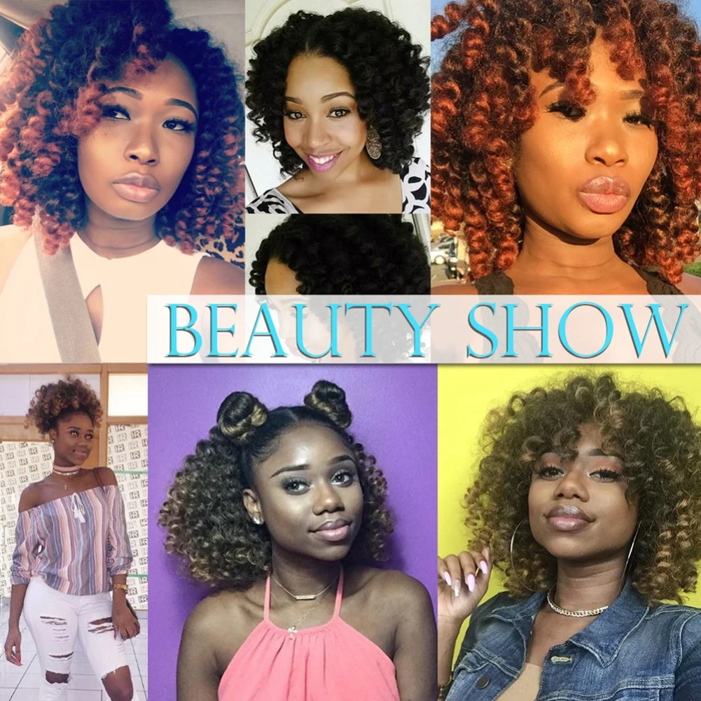 

Tomo Jamaican Bounce Wand Curl Crochet Braids 8 12 inch Ombre Curly Synthetic Braiding Hair Extension for Black Women