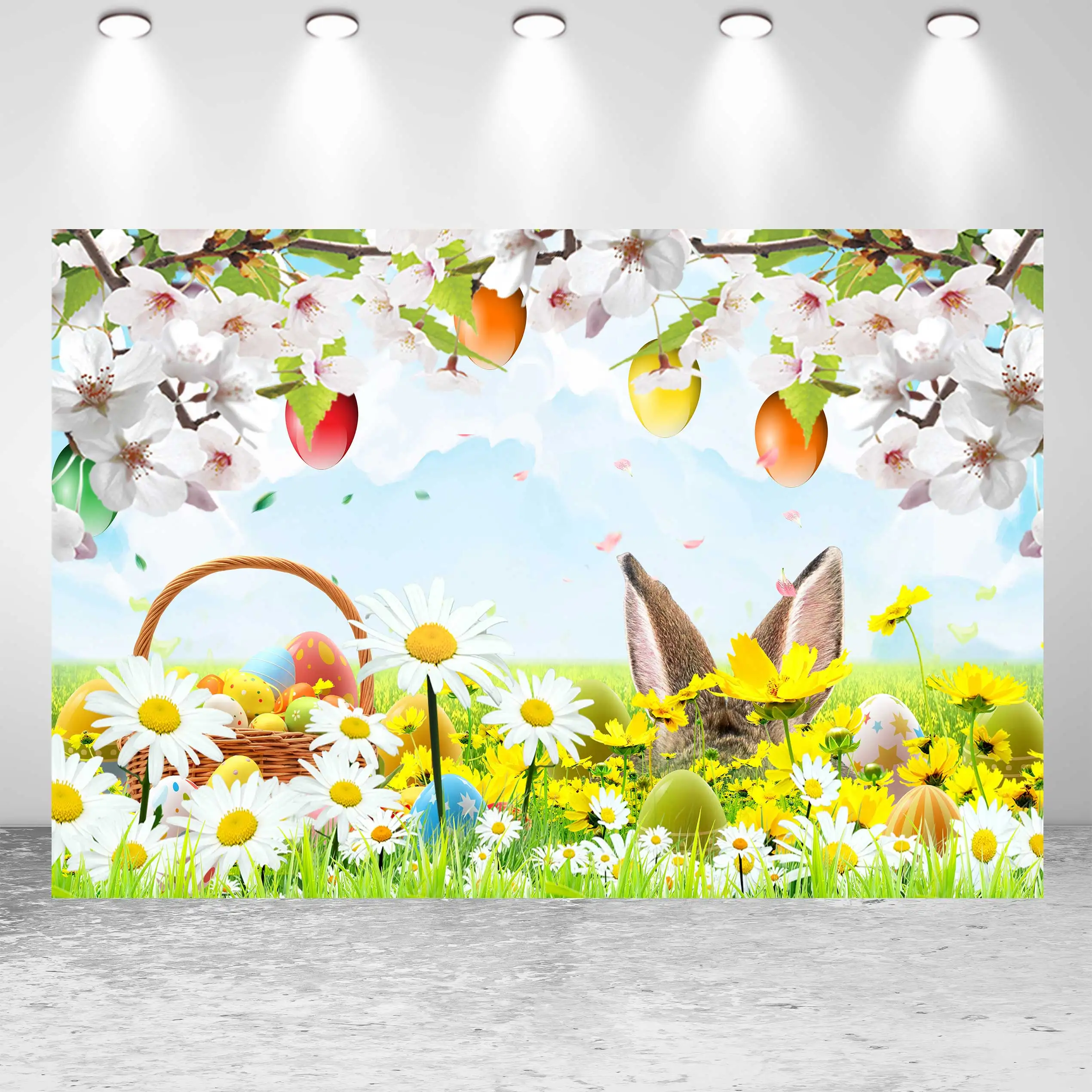 NeoBack персиковый цвет замок листья Цветок Трава яйцо детский фон Весенняя Пасха