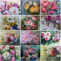flower embroidery diamond painting peony flower diy cross stitch mosaic picture 5d home living room decoration wall sticker