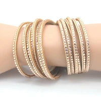 fashion 6 layer wrap bracelets slake leather bracelets with crystals couple jewelry womans bracelet