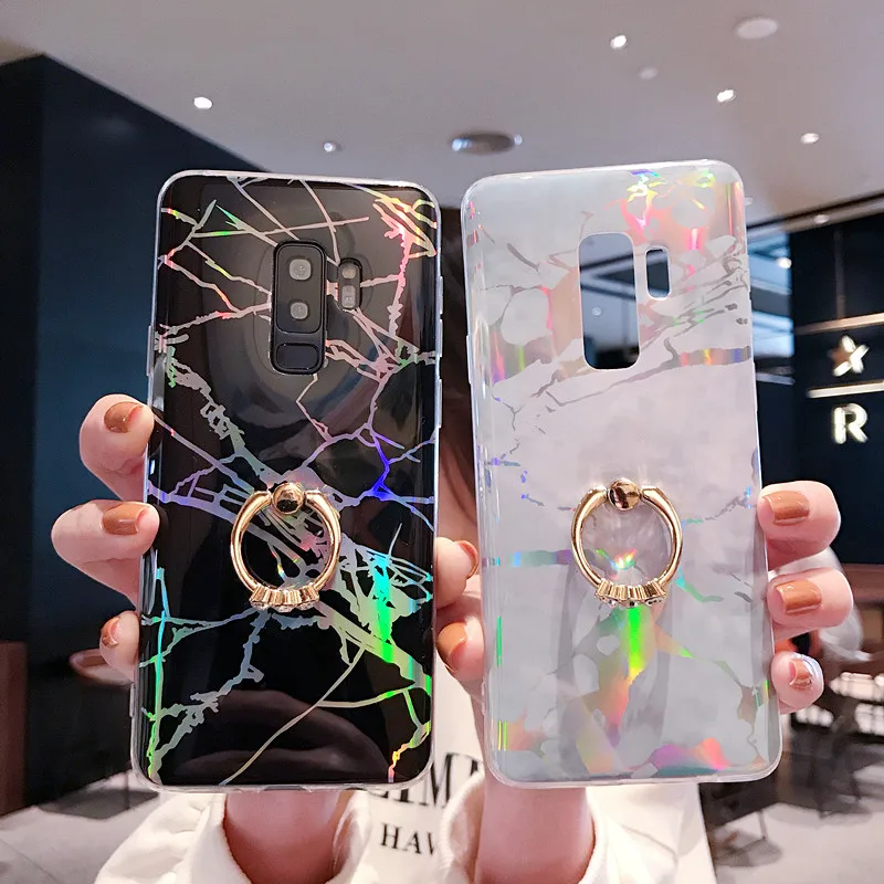 Crenisen ring holder kickstand case for Samsung S10 S9 Plus marble cover For Galaxy S7 Edge S8 plus Note 8 9 |