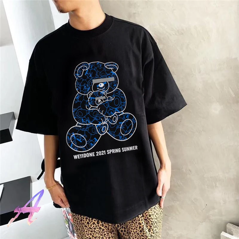 

Welldone T-shirt Men Women Clothes Big Bear Hugs Bear Pattern Well Done T Shirt Oversize Hip Hop WE11 DONE Top Tees Harajuku