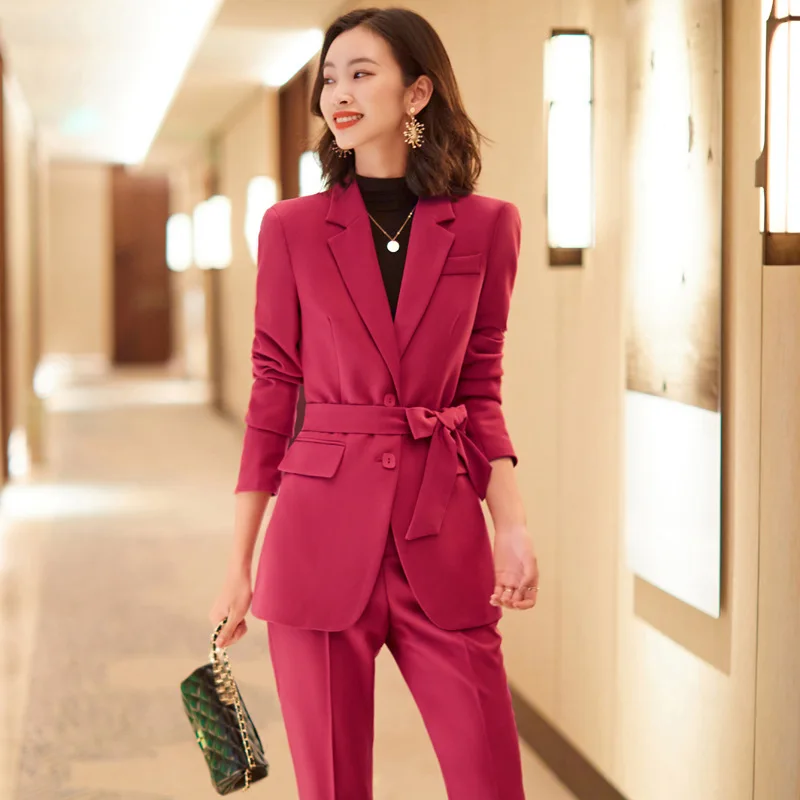 Женский деловой костюм блейзер и брюки для работы в офисе размеры до 5XL с длинным