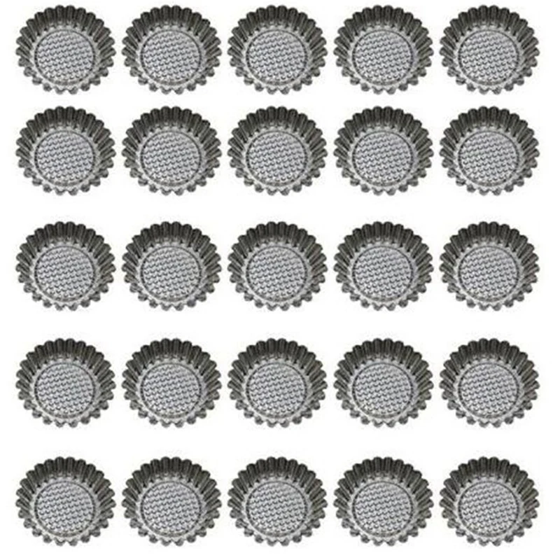 

25Pcs Stainless Steel Egg Tart Mold Round Shape Fluted Design Cupcake Baking Molds Reusable Metal Muffin Baking Cups