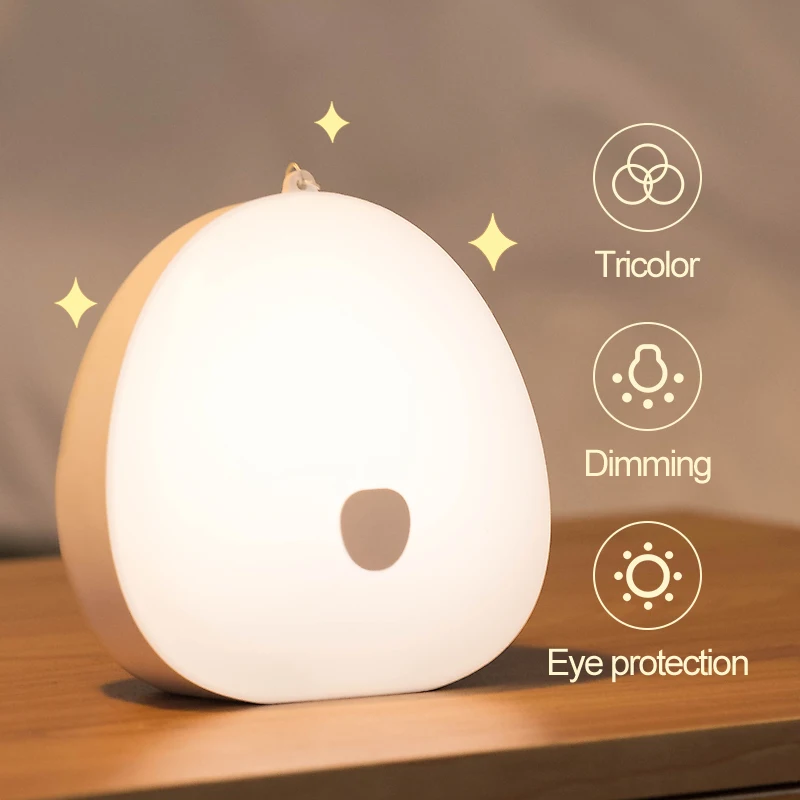 ABS Touch Sensor Night Light USB Portable Rechargeable 1200mA Tricolor Dimming Bedroom Bedside Lamp For Kids Baby Girl Gift