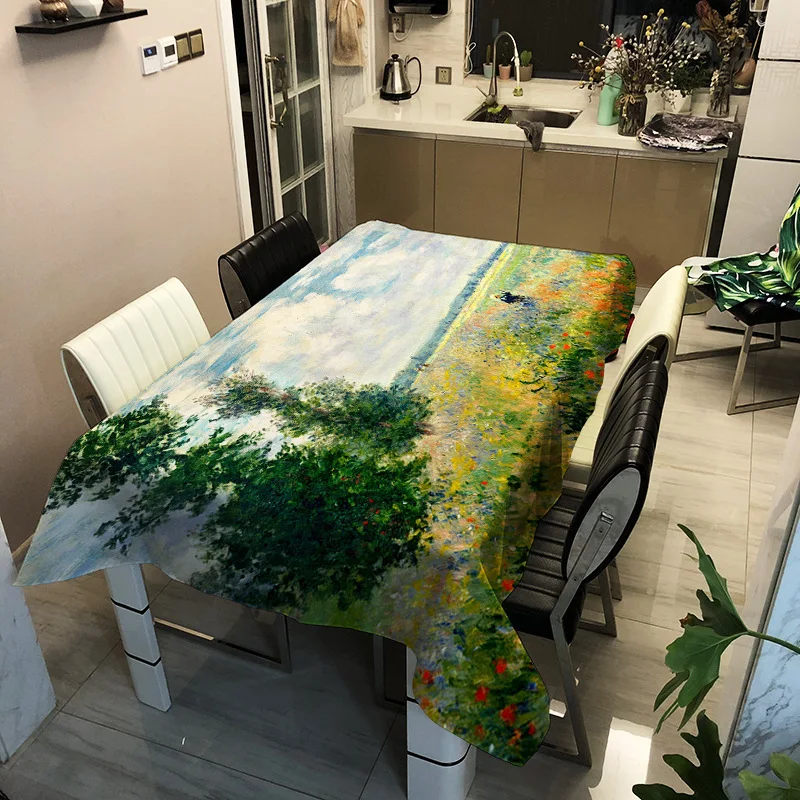 

European and American style landscape series printing pattern washable decorative household waterproof tablecloth