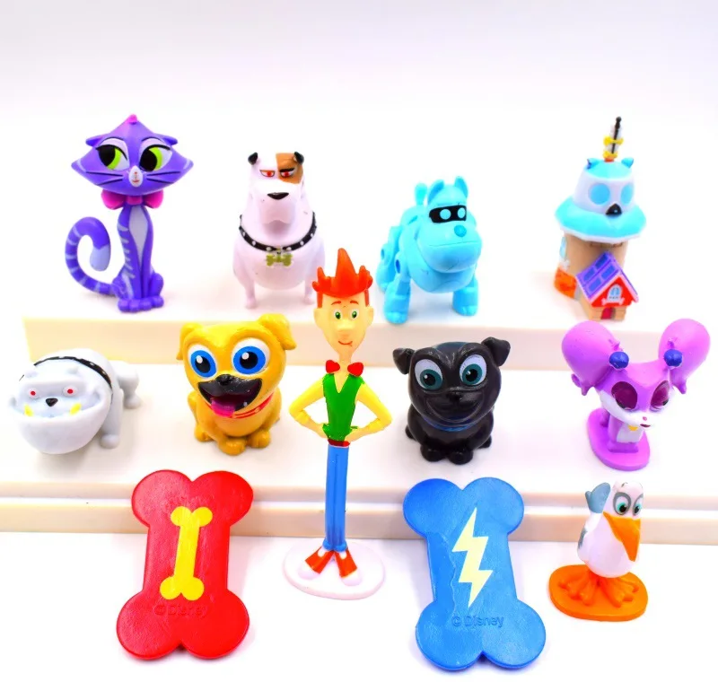 12pcs/lot Puppy Dog Pals Hand-made Doll Model Cakes Decoration Model Toy Doll for Children's Gift